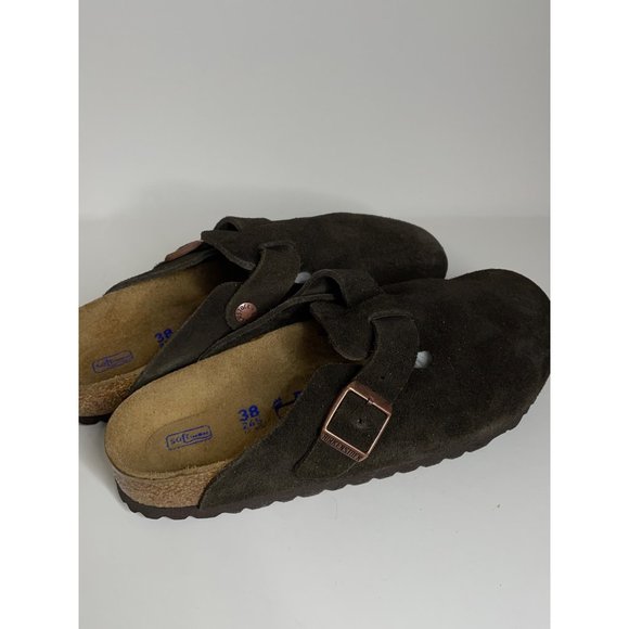 Birkenstock Boston Brown Soft Footbed Clog Suede Leather Size 38 US 7 Narrow NEW - Picture 4 of 7